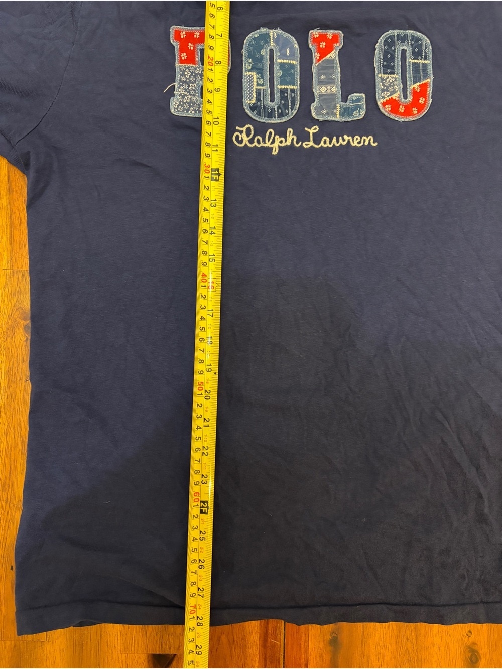 Polo Ralph Lauren Bandana Patchwork Graphic T-Shirt Navy Blue Men's size large - Picture 5 of 5
